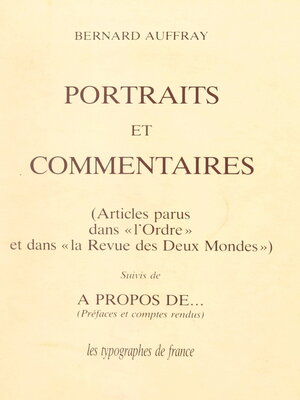 cover image of Portraits et commentaires